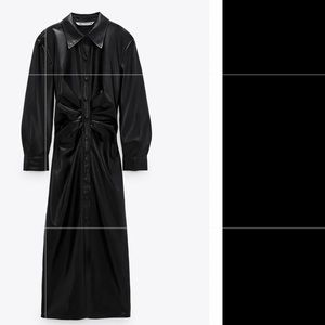 Zara Black Faux Leather Shirt Dress 2021  2969/288